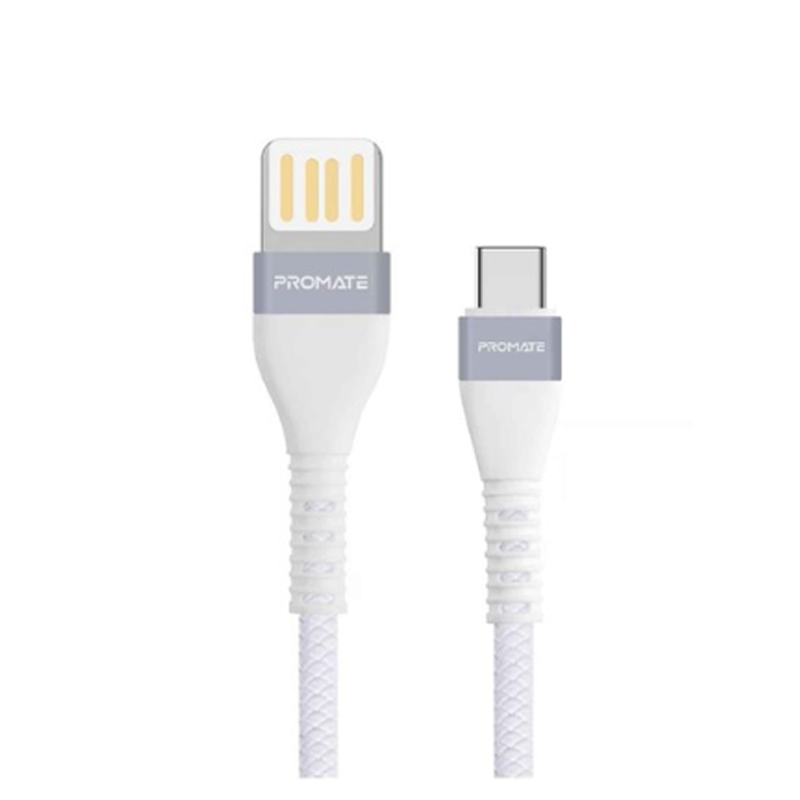 Promate Heavy-Duty High -Speed Data & Charge USB-A  To USB-C Cable 1.2M (VigoRay-C.White)